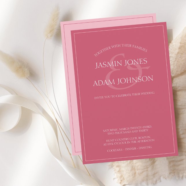 Modern Magenta Pink Minimalist Wedding Invitation (Creator Uploaded)
