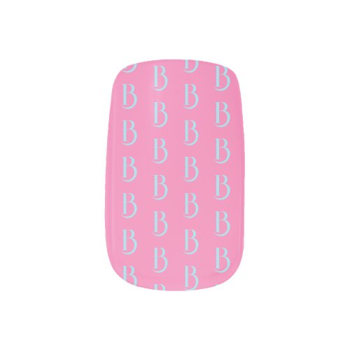 Modern Magenta Pink Retro Monogram Initials Minx Nail Art