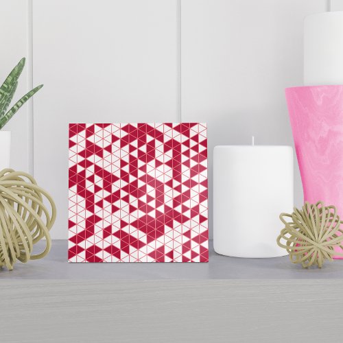 Modern Magenta Pink White Geometric Triangles Ceramic Tile