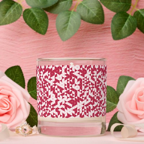 Modern Magenta Pink White Geometric Triangles Scented Candle