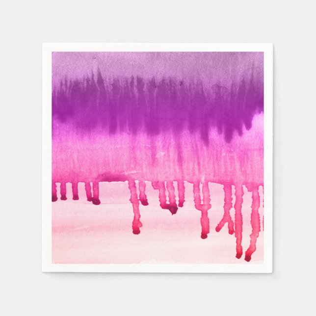 Modern Magenta Purple Watercolor Ombre Napkins (Front)