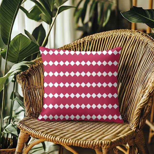 Modern Magenta Red Geometric Pattern Throw Pillow (Creator Uploaded)