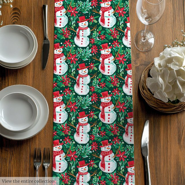 Modern magenta red preppy Christmas table runner (Modern magenta red preppy Christmas table runner)