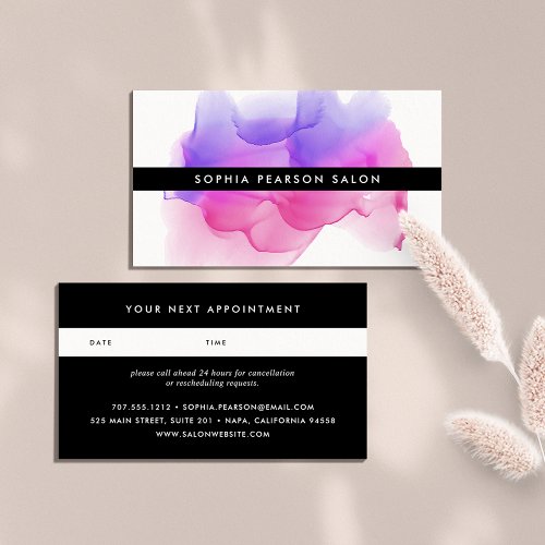 Modern Magenta Watercolor Blot  Appointment Card