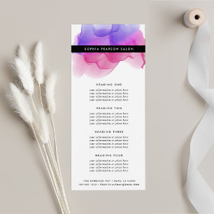 Modern Magenta Watercolor Services or Price List Rack Card