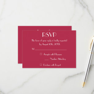 Modern Magenta Wedding RSVP Invitation Card