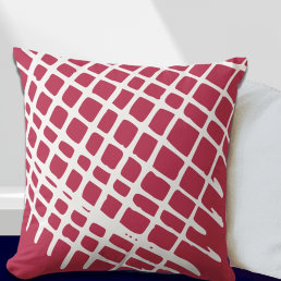 Modern Magenta White Abstract Art Throw Pillow