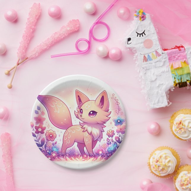 Modern Magical Fox Baby Shower Paper Plates (Party)