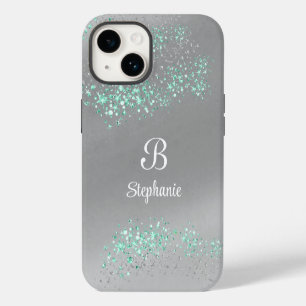 Modern Magical Glitter Stars Silver iPhone 14 Case