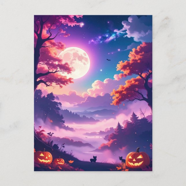 Modern magical Halloween Holiday Postcard (Front)