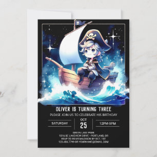 Modern Magical Pirate Birthday Invitation