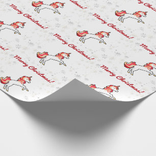 Modern Magical Unicorn Snowflakes Merry Christmas Wrapping Paper