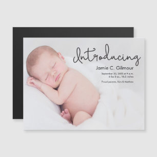 Modern Magnetic photo Baby birth announcement