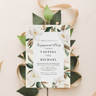 modern magnolia engagement party invitation