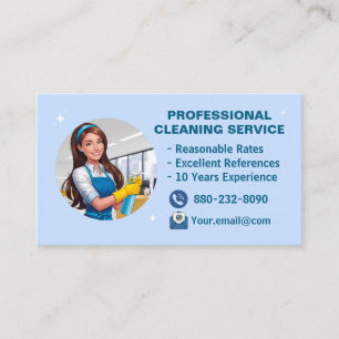 Modern Maid Cleaning Services Janitorial Clean Business Card
