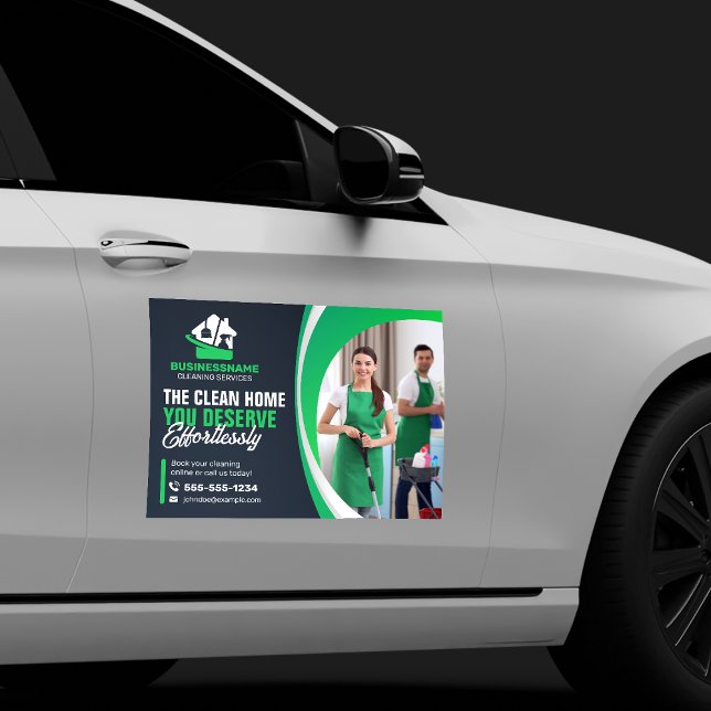 Modern Maid House Cleaning housekeeping Janitorial Car Magnet (Creator Uploaded)