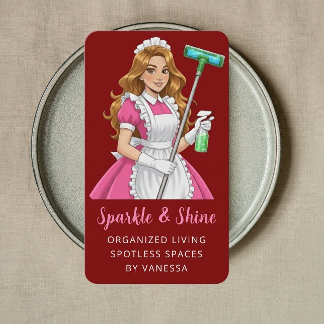 Modern Maid House Cleaning Housekeeping Style Business Card (Creator Uploaded)