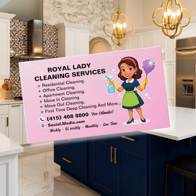 Modern Maid House Cleaning Service Business Card (Creator Uploaded)