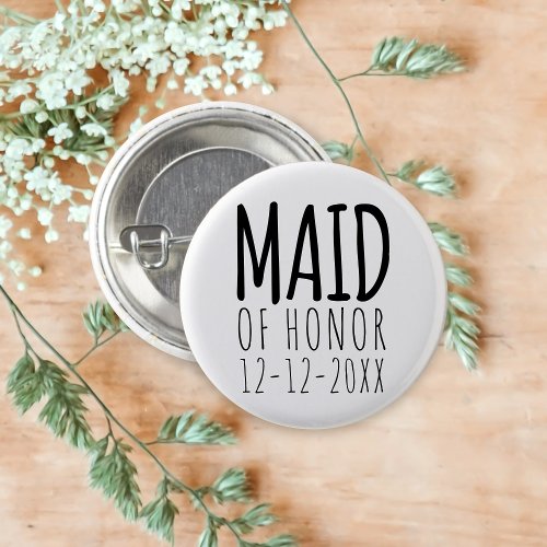 Modern Maid of Honor Bridal Party Wedding Button