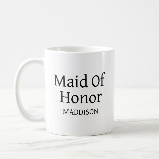 Modern Maid Of Honor Custom Name Coffee Mug (Left)