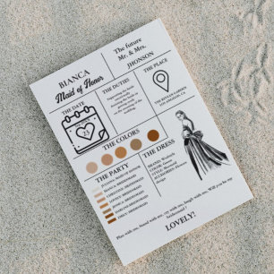 Modern Maid of honor info card bridal party card