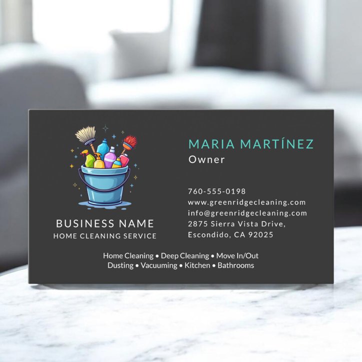 Modern Maid Service Home Cleaning Business Card