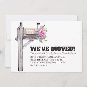 Modern Mailbox Floral Watercolor New Home Moving Announcement