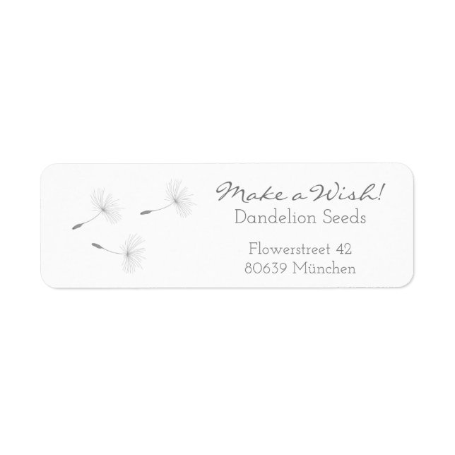 Modern Make a Wish Blowball Seeds Floral Address Label (Front)