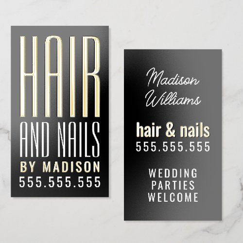 Modern Makeup Artist and Hair Stylist Foil Business Cards