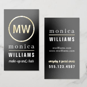Modern Makeup Artist and Hair Stylist Foil Spot Gloss Business Cards