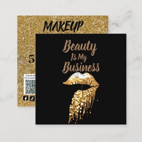 modern makeup artist  beauty is my business QRcode Square Business Card