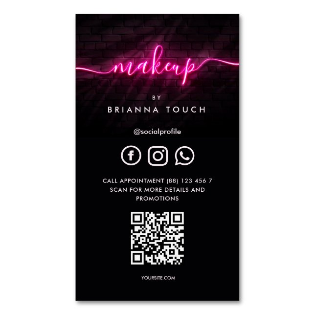 Modern Makeup Artist Beauty Salon Appointment Business Card Magnet (Front Vertical)