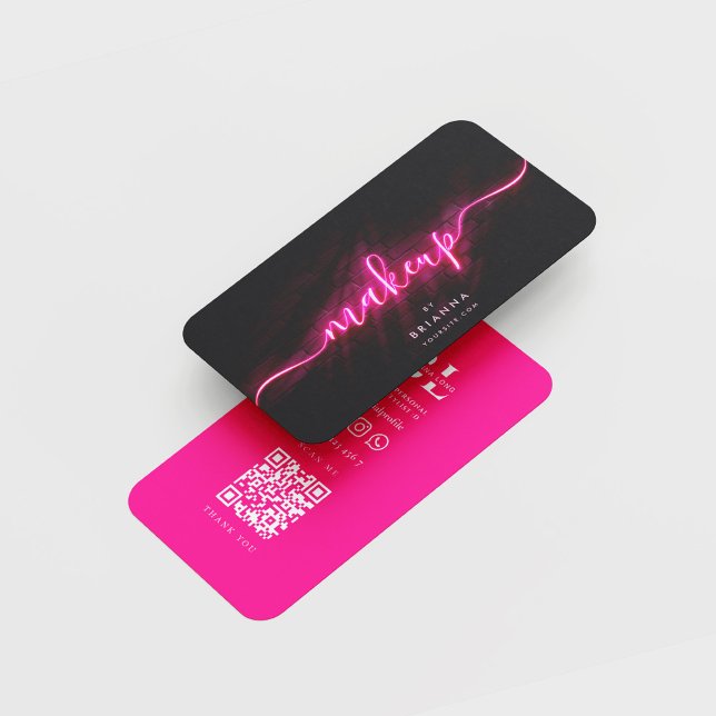 Modern Makeup Artist Beauty Salon Hot Pink Business Card (Creator Uploaded)