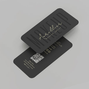 Modern Makeup Artist Black Monogram  Business Card
