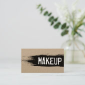 Modern makeup artist black paint brushstroke kraft business card  Zazzle