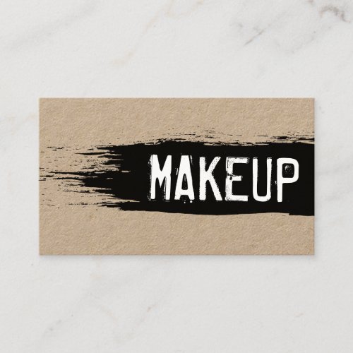 Modern makeup artist black paint brushstroke kraft business card