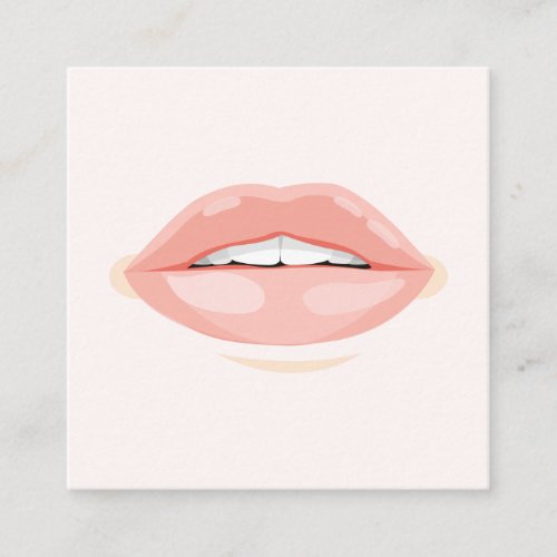 Modern makeup artist blush pink lips cosmetologist square business card