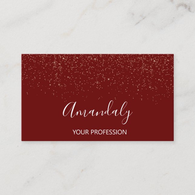 Modern MAKEUP ARTIST Burgundy Gold Business Card (Front)
