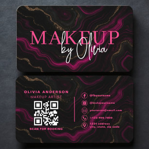Modern Makeup Artist Business Card with QR Code
