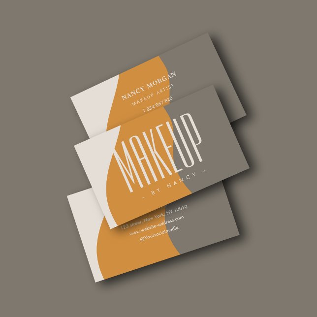 Modern Makeup Artist Earth Tones  Business Card (Creator Uploaded)