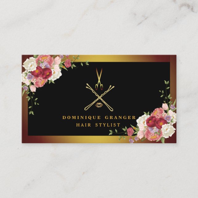 Modern Makeup Artist & Hair Stylish  Business Card (Front)