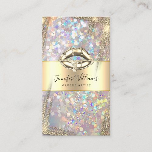 Modern Makeup Artist Holographic Glitter QR Code Business Card