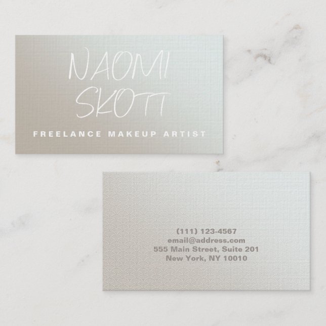 Modern Makeup Artist Luminous Silver Business Card (Front/Back)