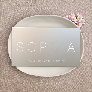 Modern Makeup Artist Luminous Silver Business Card