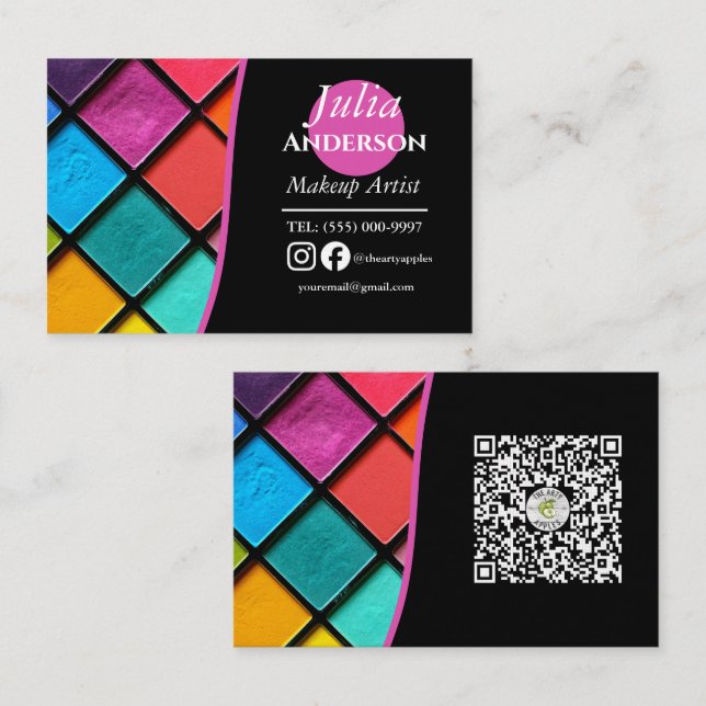 modern Makeup Artist MUA photo small business Business Card (Front/Back)