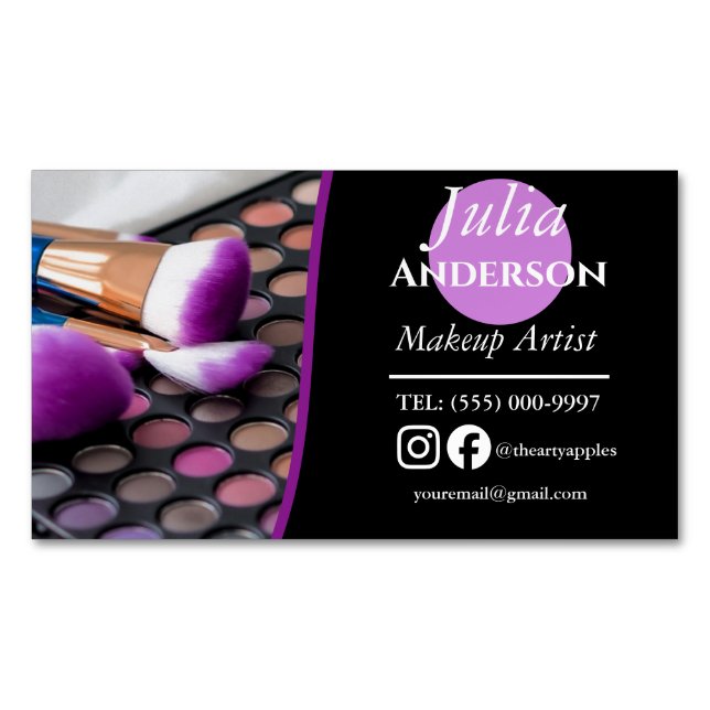 modern Makeup Artist MUA photo small business Card Magnet (Front)