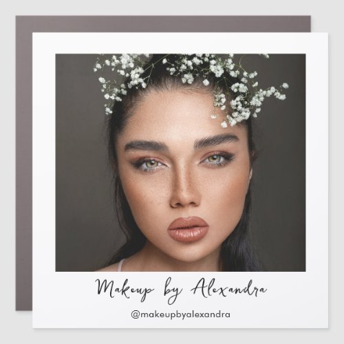 Modern Makeup Artist Photo Elegant Script Car Magnet
