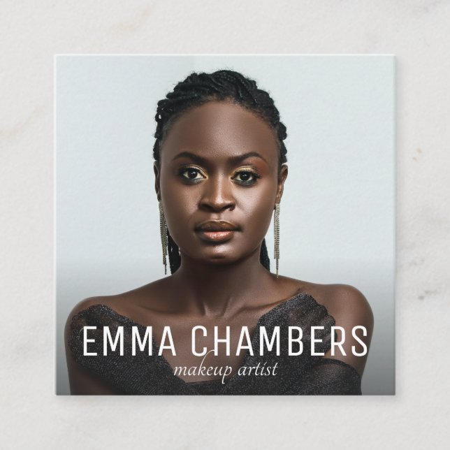 Modern Makeup Artist Photo Square Business Card (Front)