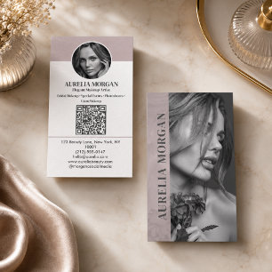 Modern Makeup Artist Qr Code Photo Beauty Salon Business Card
