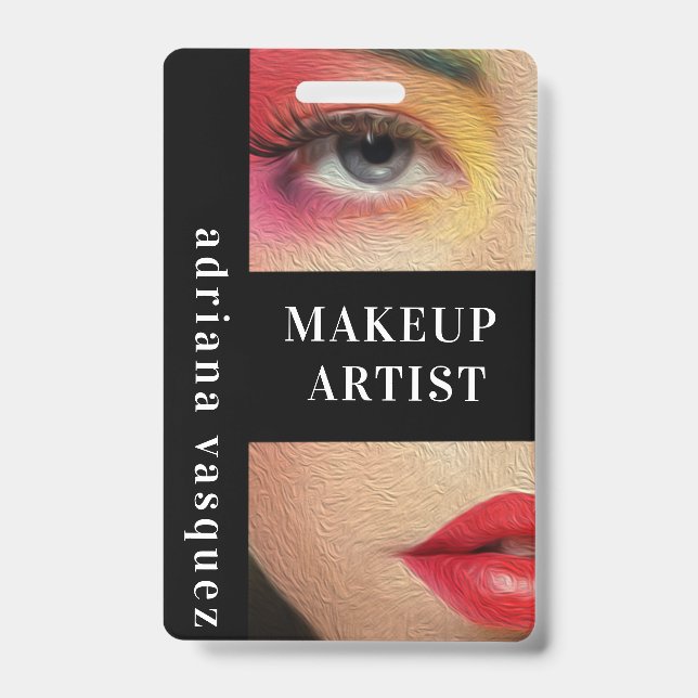 Modern Makeup Artist QR Code  Professional Stylist Badge (Front)
